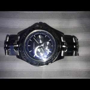 Mens All Stainless Steel “Blue Face” Fossil Watch